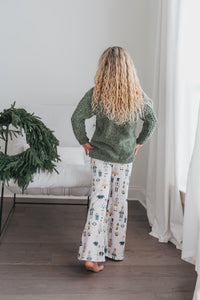 Green Chenille Nutcracker Bell Pant Set