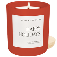 Happy Holidays Soy Candle - Red Matte Jar - 15 oz (Christmas)