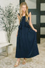Hold Me Down Midi Dress in Navy
