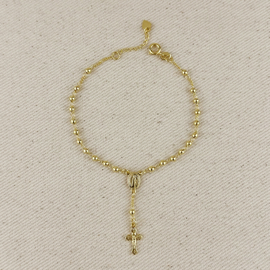 18k Gold Filled Beaded Rosary Bracelet