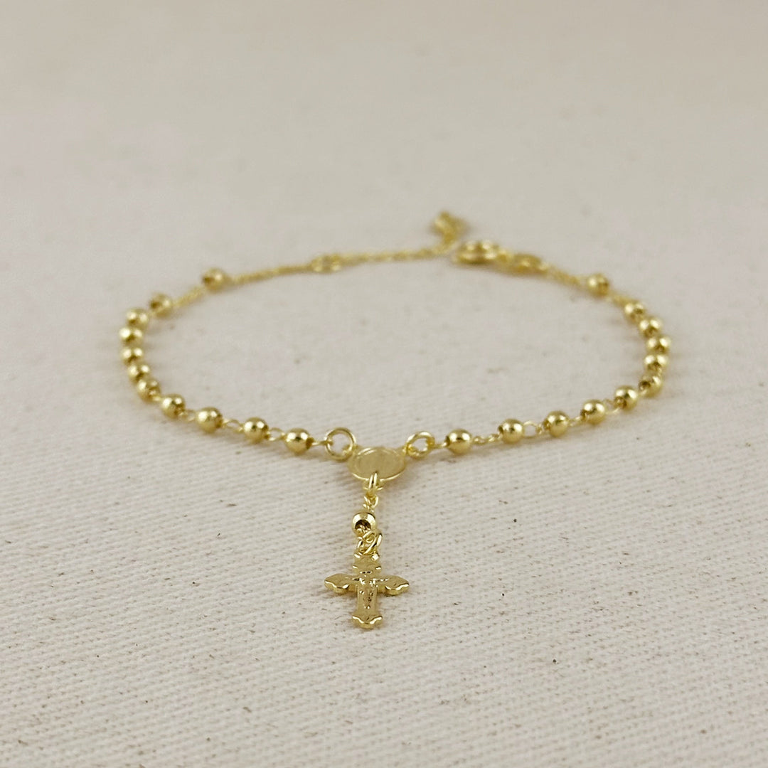 18k Gold Filled Beaded Rosary Bracelet