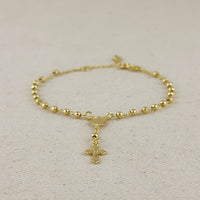 18k Gold Filled Beaded Rosary Bracelet