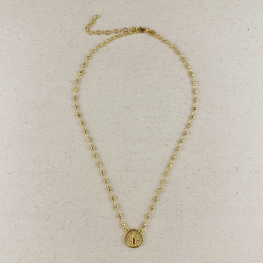 18k Gold Filled Beaded Saint Benedict Necklace
