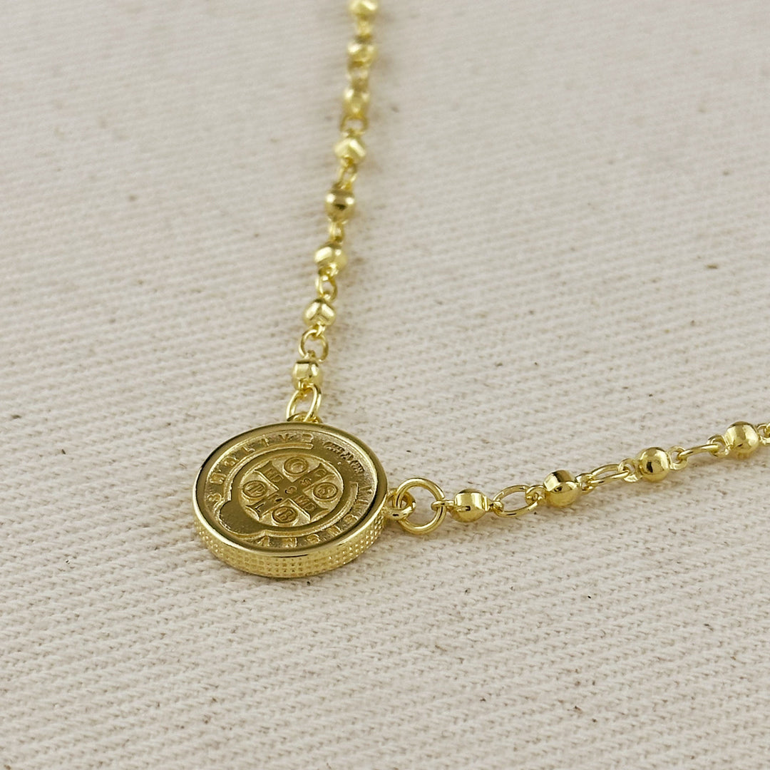 18k Gold Filled Beaded Saint Benedict Necklace