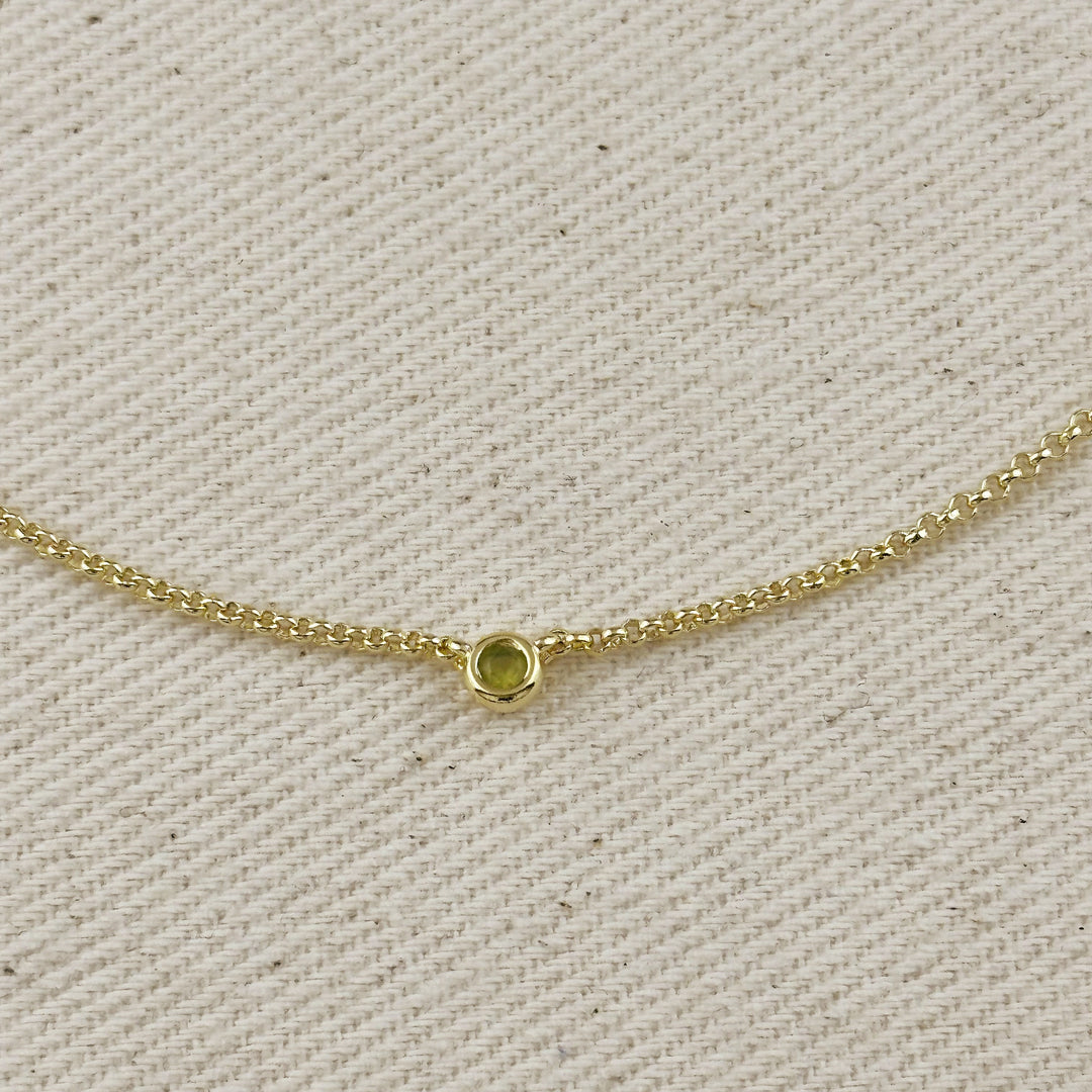 18k Gold Filled Dainty Bezel CZ Birthstone Necklace