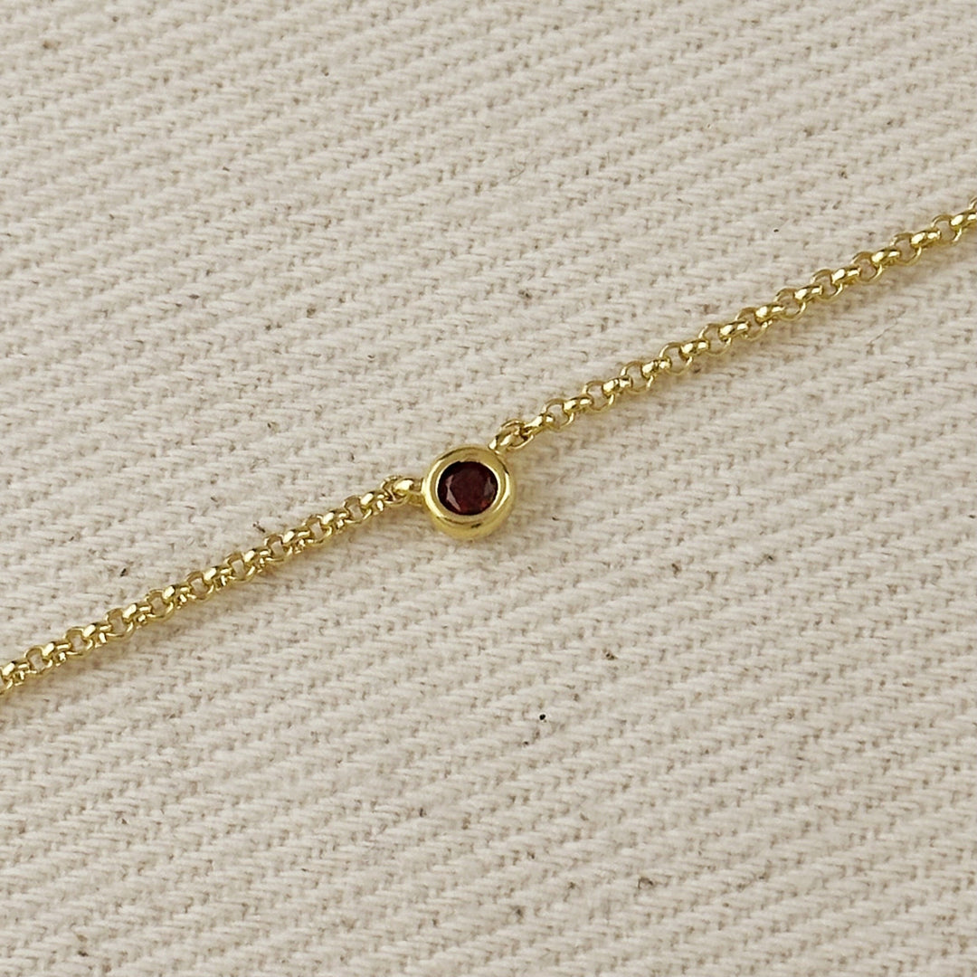 18k Gold Filled Dainty Bezel CZ Birthstone Bracelet