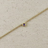 18k Gold Filled Dainty Bezel CZ Birthstone Necklace