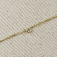 18k Gold Filled Dainty Bezel CZ Birthstone Necklace