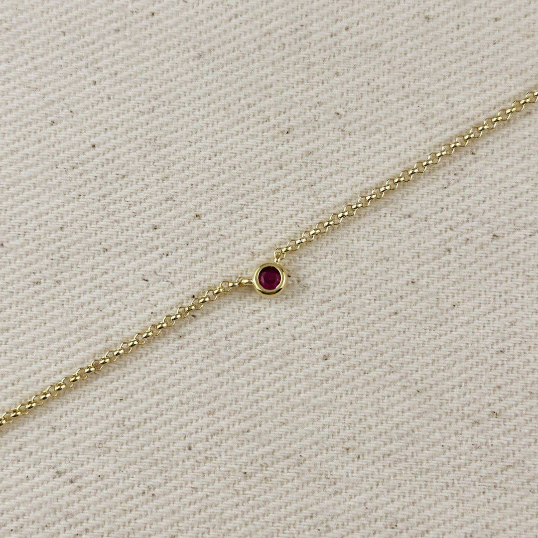 18k Gold Filled Dainty Bezel CZ Birthstone Necklace