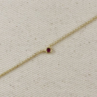 18k Gold Filled Dainty Bezel CZ Birthstone Necklace