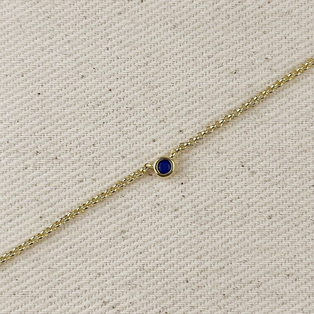 18k Gold Filled Dainty Bezel CZ Birthstone Necklace