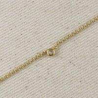 18k Gold Filled Dainty Bezel CZ Birthstone Necklace