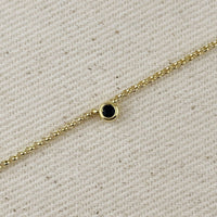 18k Gold Filled Dainty Bezel CZ Birthstone Necklace