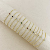 18k Gold Filled Dainty Bezel CZ Birthstone Bracelet
