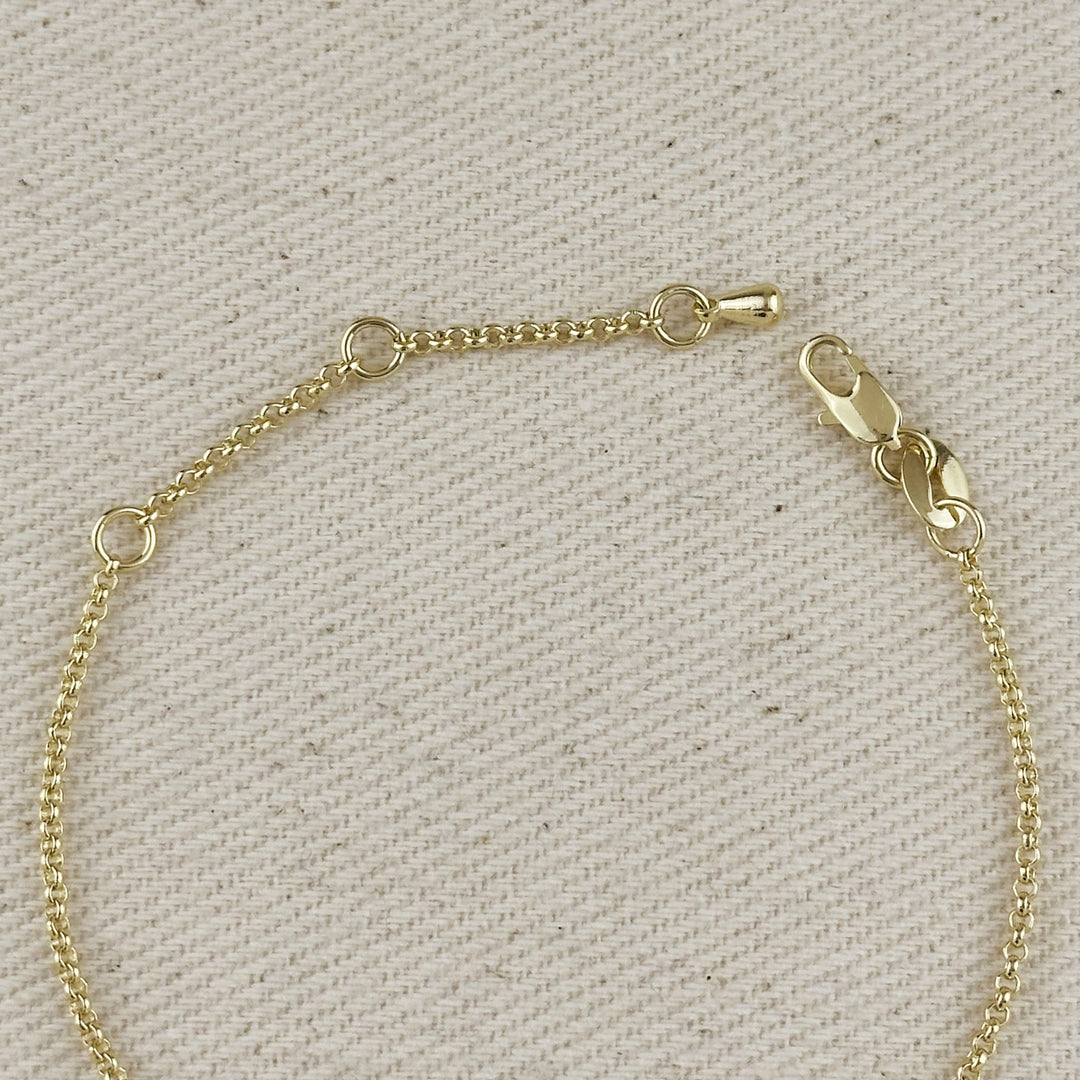 18k Gold Filled Dainty Bezel CZ Birthstone Bracelet