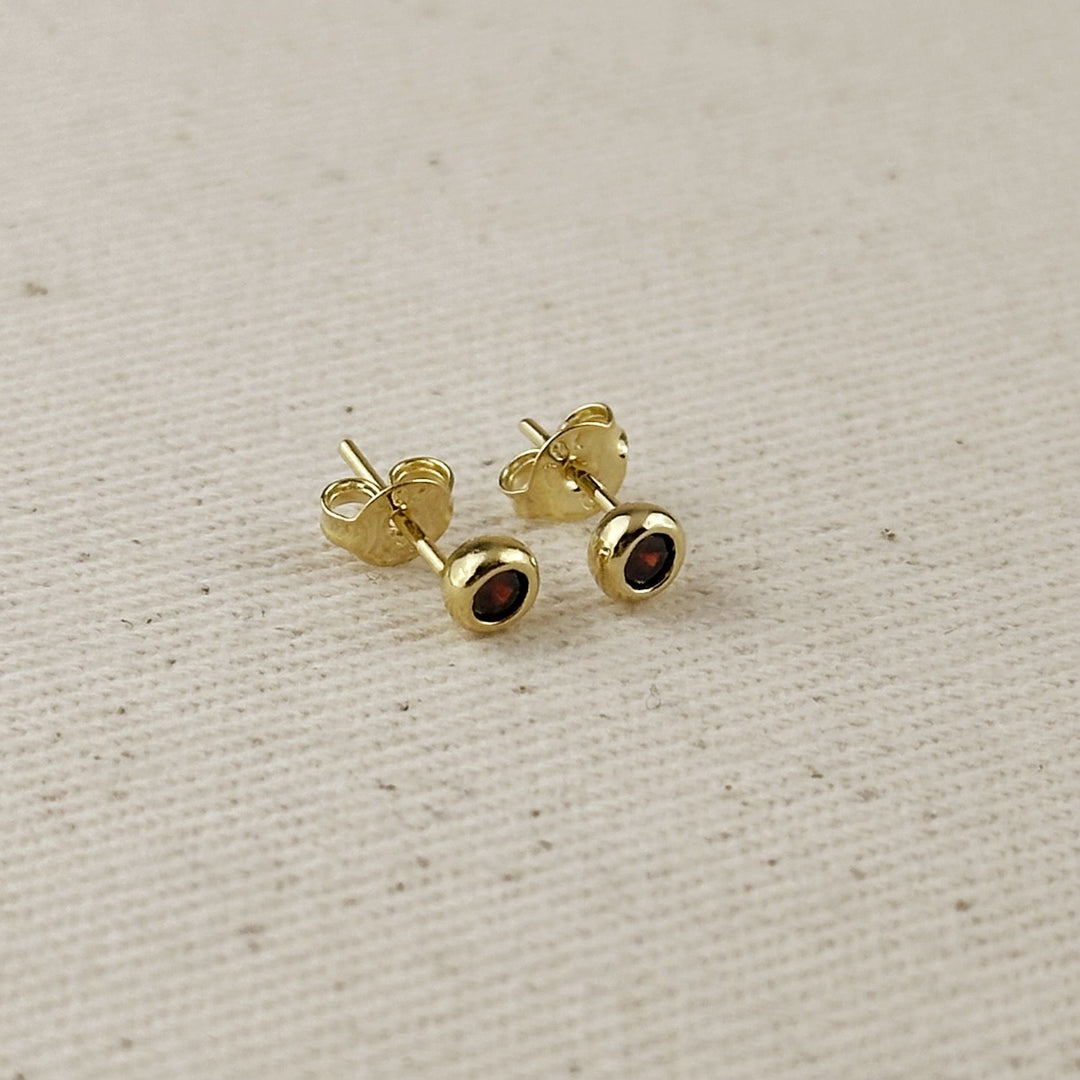 18K Gold Filled Dainty Bezel CZ Birthstone Stud Earrings
