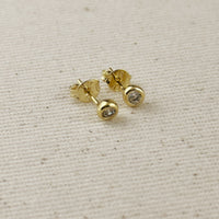 18K Gold Filled Dainty Bezel CZ Birthstone Stud Earrings