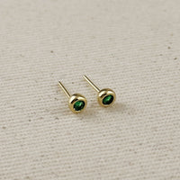 18K Gold Filled Dainty Bezel CZ Birthstone Stud Earrings