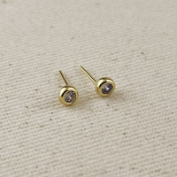 18K Gold Filled Dainty Bezel CZ Birthstone Stud Earrings