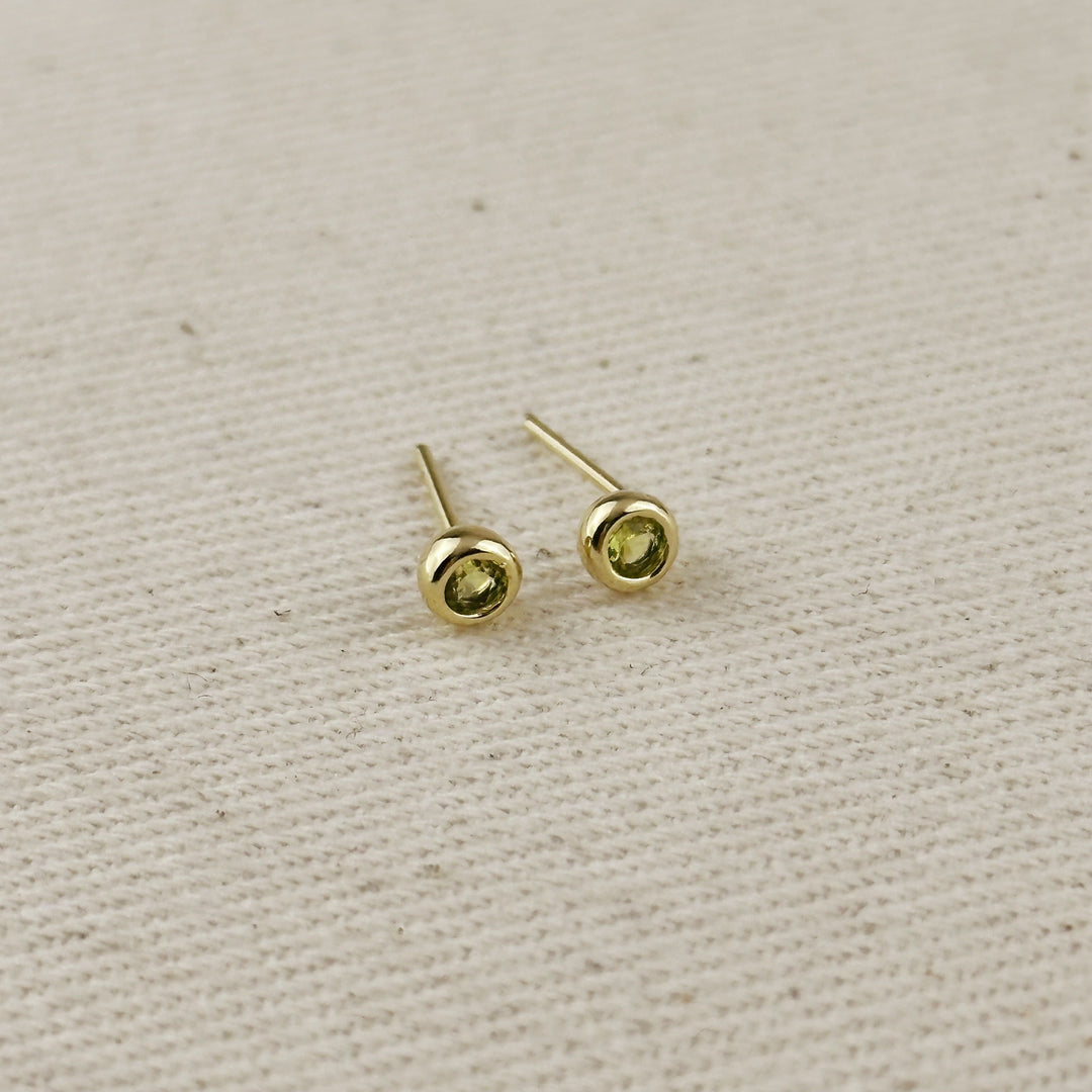 18K Gold Filled Dainty Bezel CZ Birthstone Stud Earrings