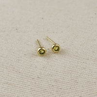 18K Gold Filled Dainty Bezel CZ Birthstone Stud Earrings