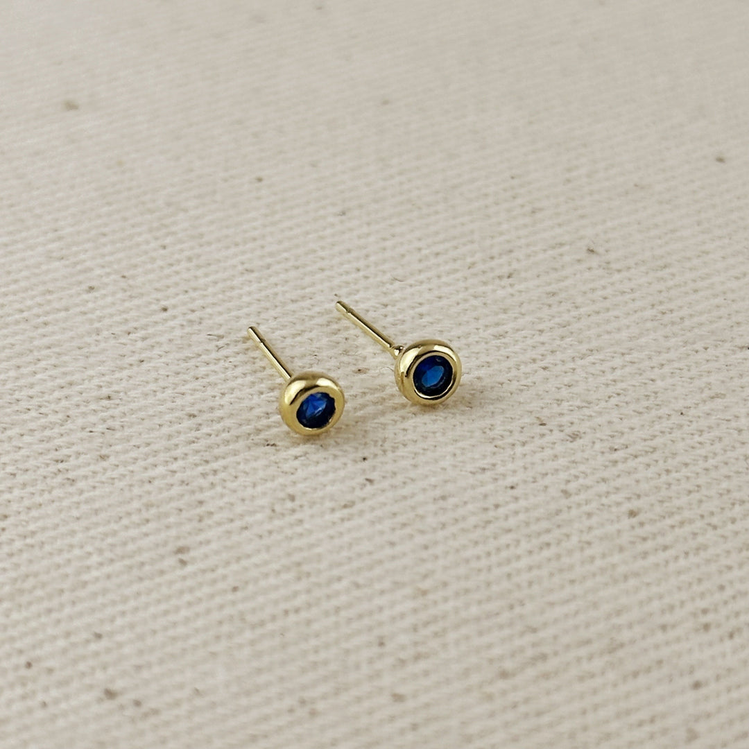 18K Gold Filled Dainty Bezel CZ Birthstone Stud Earrings