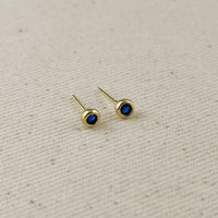 18K Gold Filled Dainty Bezel CZ Birthstone Stud Earrings