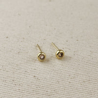 18K Gold Filled Dainty Bezel CZ Birthstone Stud Earrings