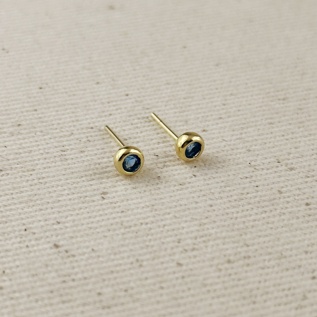 18K Gold Filled Dainty Bezel CZ Birthstone Stud Earrings