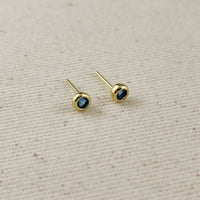 18K Gold Filled Dainty Bezel CZ Birthstone Stud Earrings