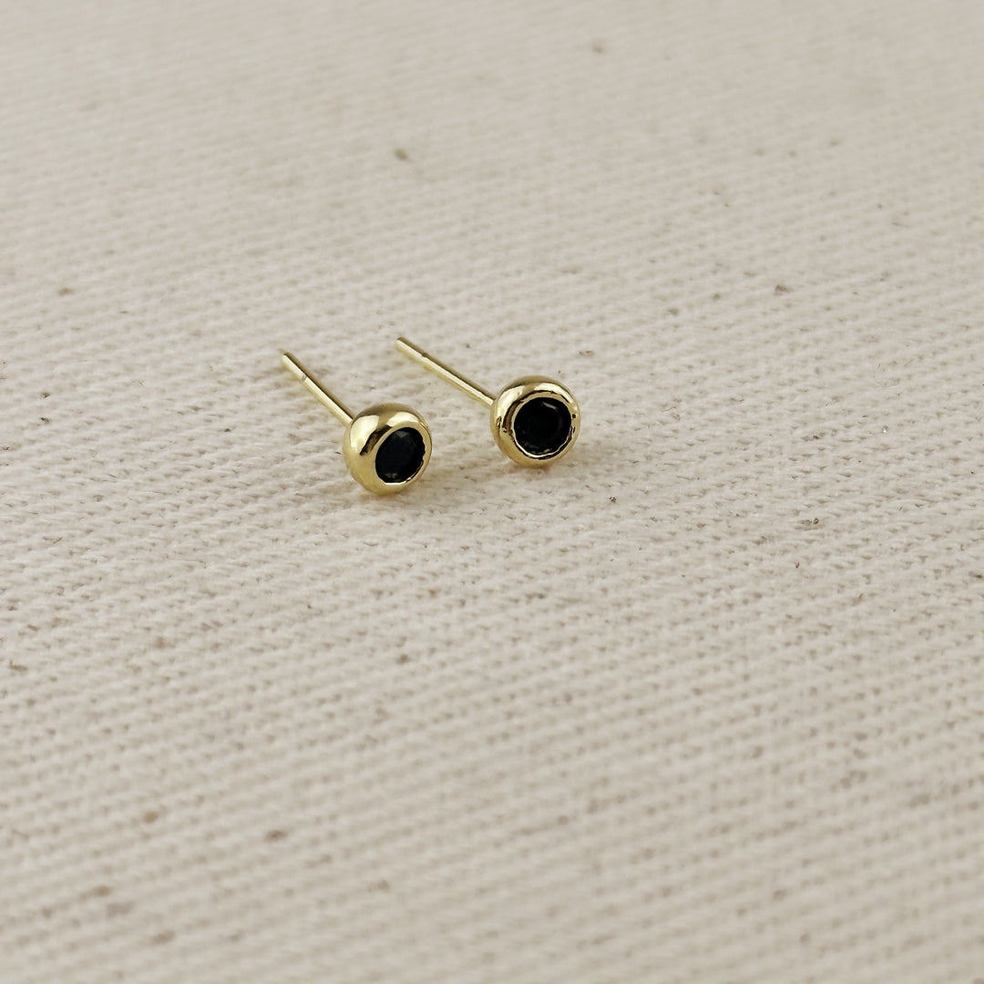 18K Gold Filled Dainty Bezel CZ Birthstone Stud Earrings