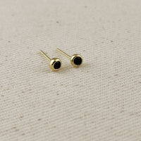 18K Gold Filled Dainty Bezel CZ Birthstone Stud Earrings