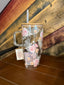 32oz Glass Tumbler With Handle and Bamboo Lid & Straw