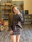 CHECK PRINTED OVERSIZED LONGSLEEVE SHIRTS AND MINI : Brown