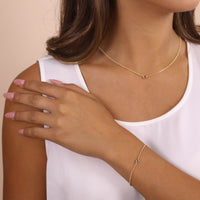 18k Gold Filled Dainty Bezel CZ Birthstone Necklace