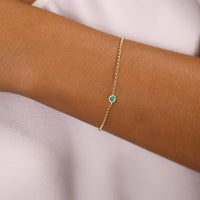18k Gold Filled Dainty Bezel CZ Birthstone Bracelet