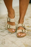 Jete Nubuck Double Buckle Slides in Light Taupe