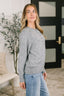 Just For Me Henley Brushed Pullover in Grey