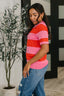 Known for a While Knit Blouse in Pink and Red