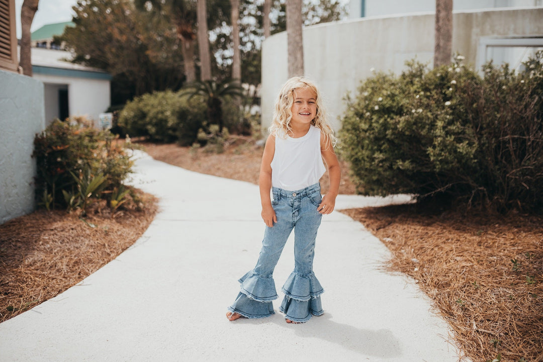 Light Denim Ruffle Pant