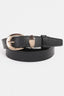 Metallic Crescent Buckle Leather Belt