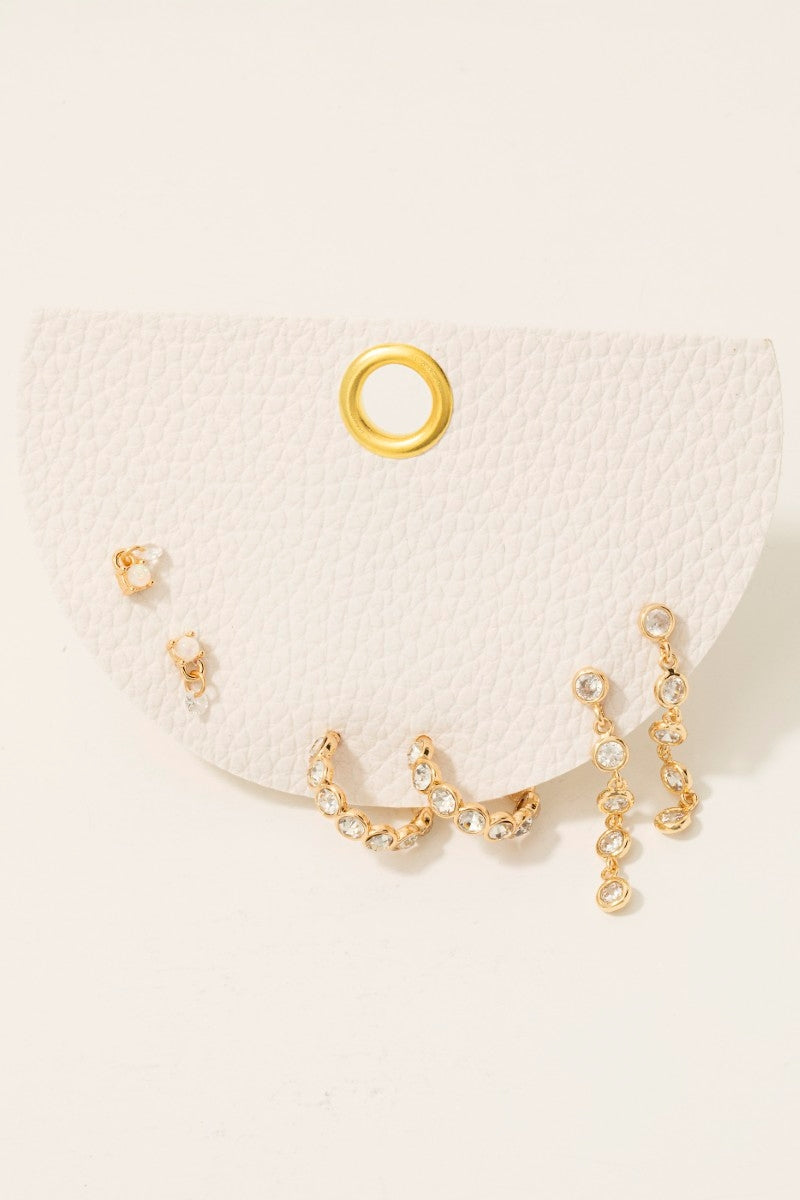 Three Pair Rhinestone Earrings Set