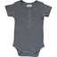 Grey Organic Cotton Ribbed Snap Bodysuit