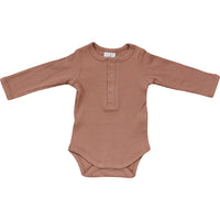 Dusty Rose Organic Snap Long Sleeve Ribbed Bodysuit