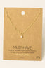 Chain Link Rhinestone Stud Charm Necklace: Gold