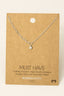 Chain Link Rhinestone Stud Charm Necklace: Silver
