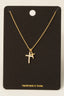 Cz Pave Double Cross Pendant Necklace: Gold