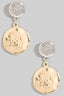Textured Double Coins Dangle Earrings
