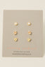 Pearl Knot And Gems Sterling Silver 3Pc Stud Earrings Set