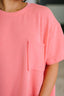 Not That complicated Textured Boxy Tee in Salmon